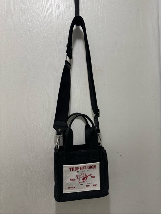 True Religion Handbags - True Religion Black Mini Crossbody Tote with Branded Patch